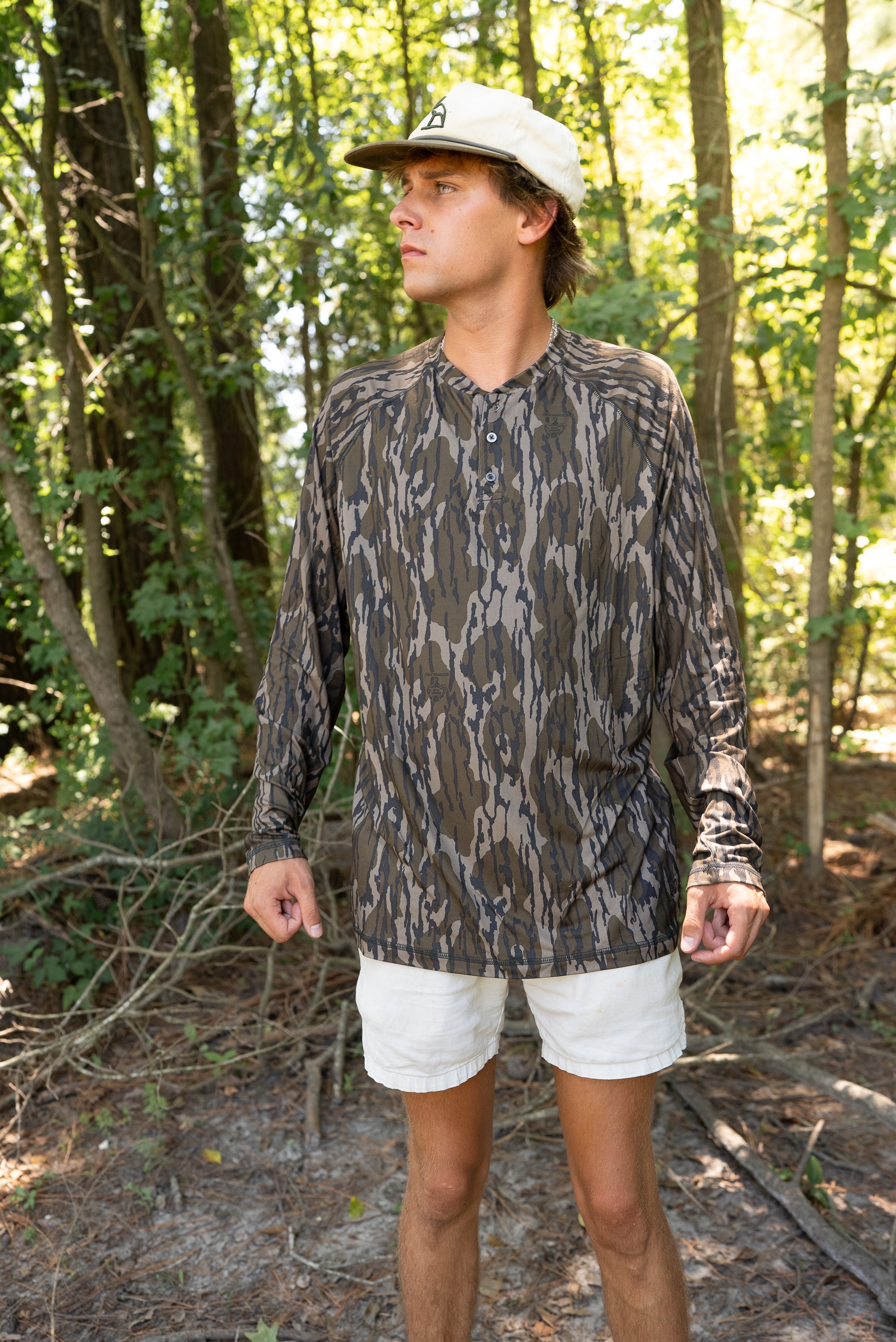 3 Button Henley | Mossy Oak Bottomland Camo
