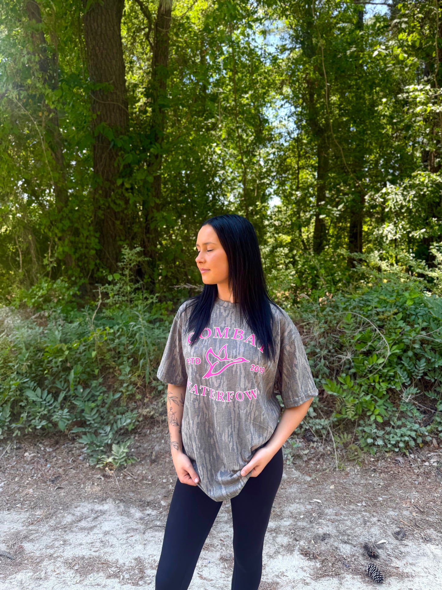 Washed Out Bottomland Tee – Pink Badge Logo
