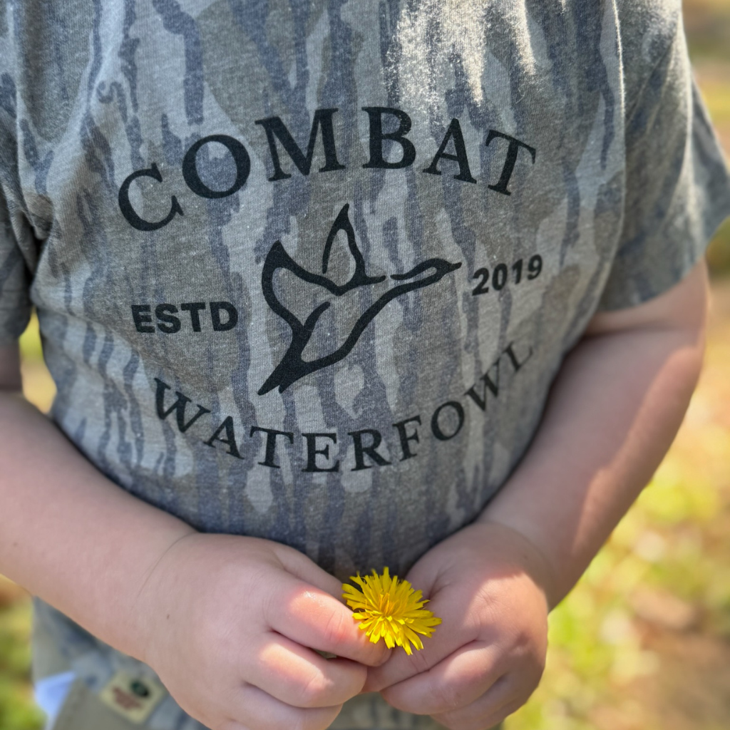 Toddler Mossy Oak Bottomland Washed Out Vintage Logo Tee-Combat Waterfowl