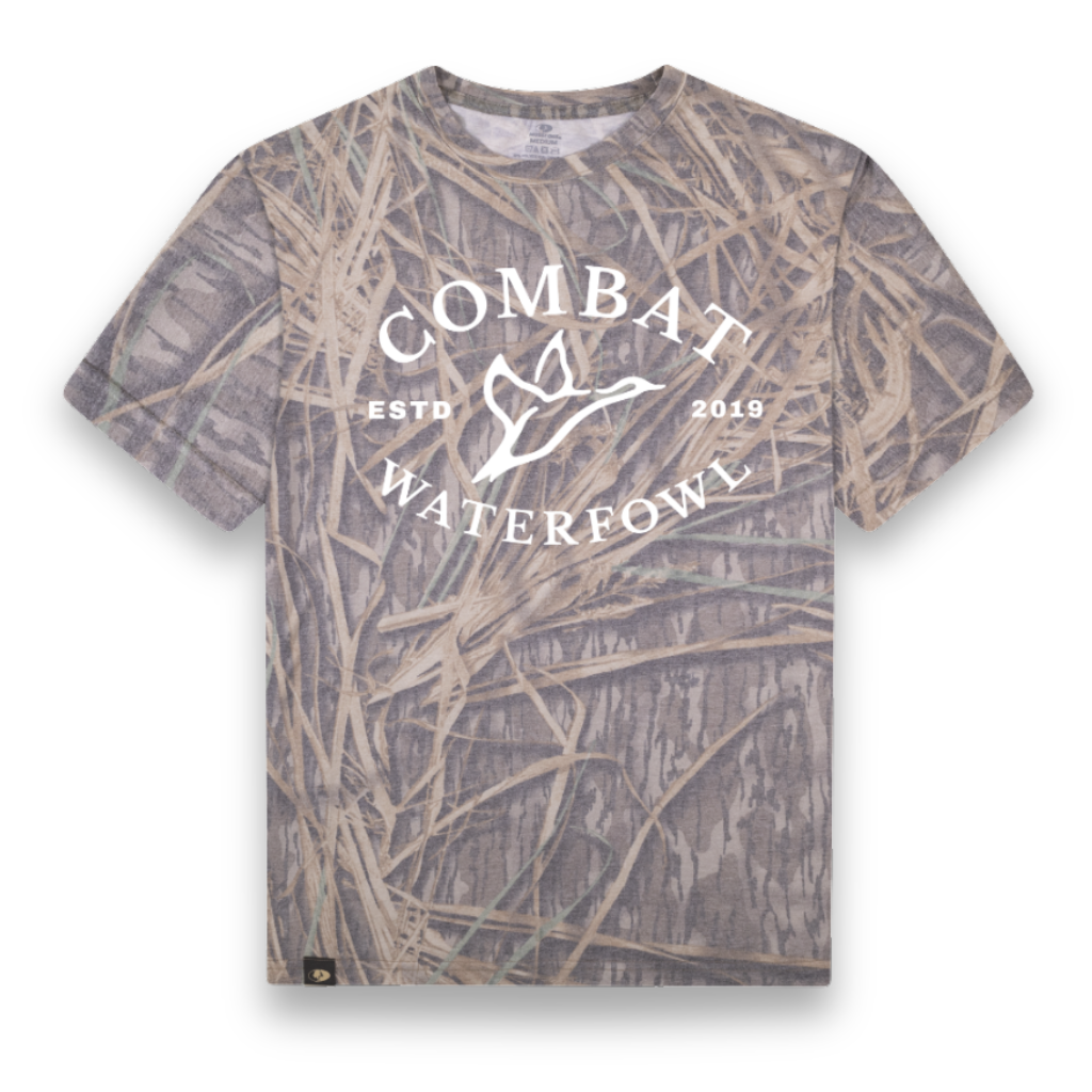 Badge Logo Tee | Mossy Oak Washed Out Shadowgrass Camo-Combat Waterfowl
