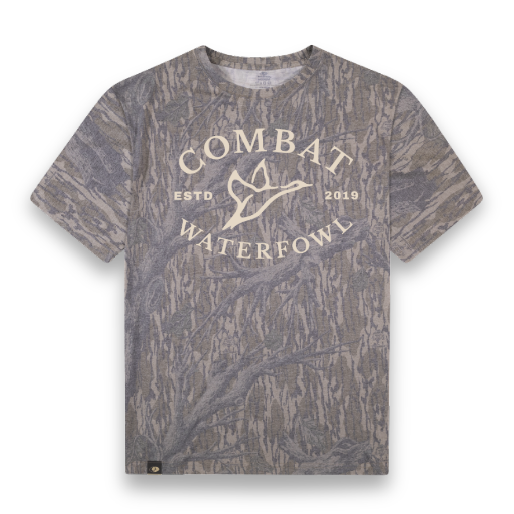 Badge Logo Tee | Mossy Oak Washed Out Treestand Camo-Combat Waterfowl