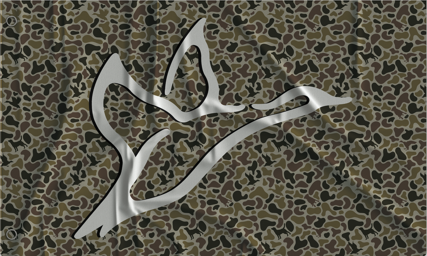 Committed Camo White Icon Flag