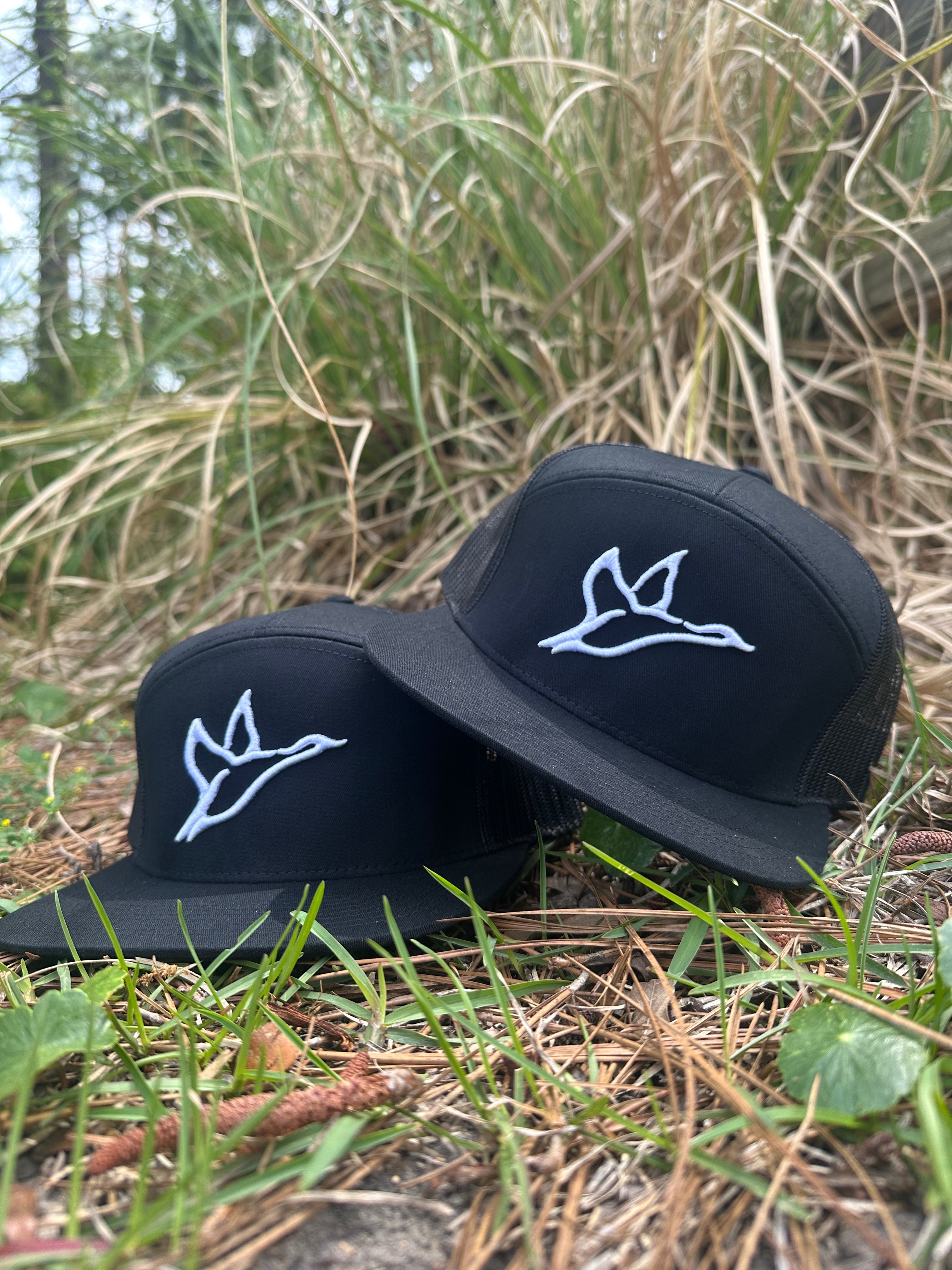7 Panel Black Hat | White Icon-Combat Waterfowl