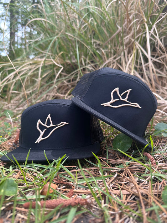 7 Panel Black Hat | Khaki Icon