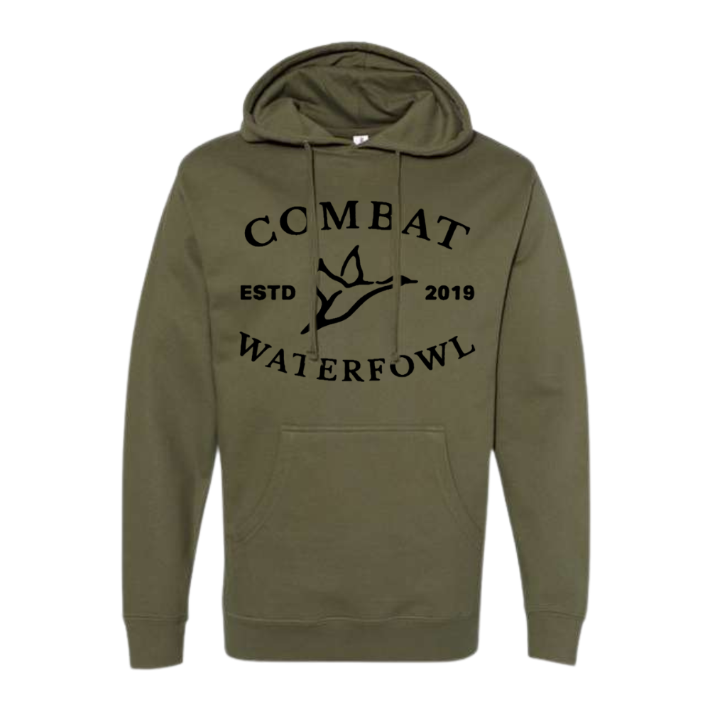 Army Green Logo Hoodie | Mid Weight Hunting Apparel | Combat Waterfowl