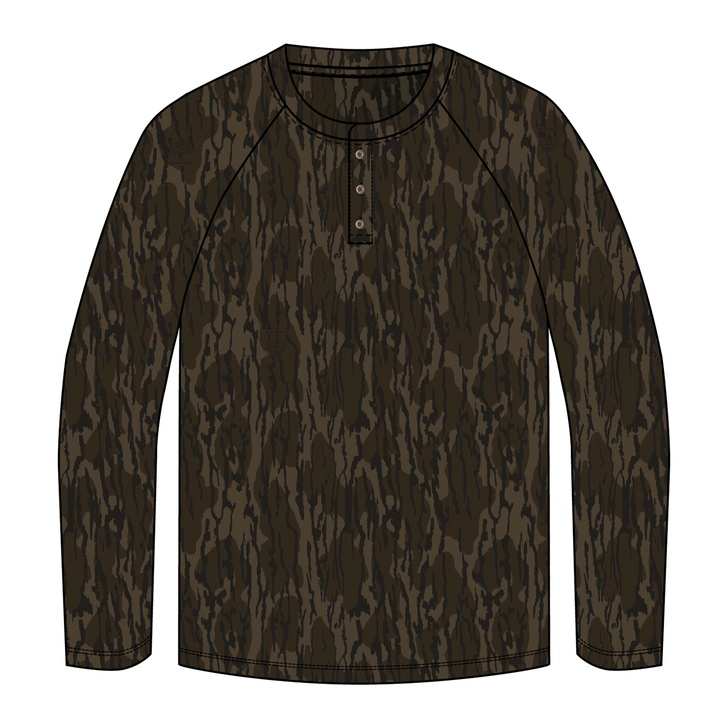 3 Button Henley | Mossy Oak Bottomland Camo