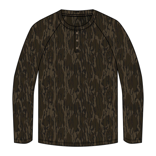 3 Button Henley | Mossy Oak Bottomland Camo
