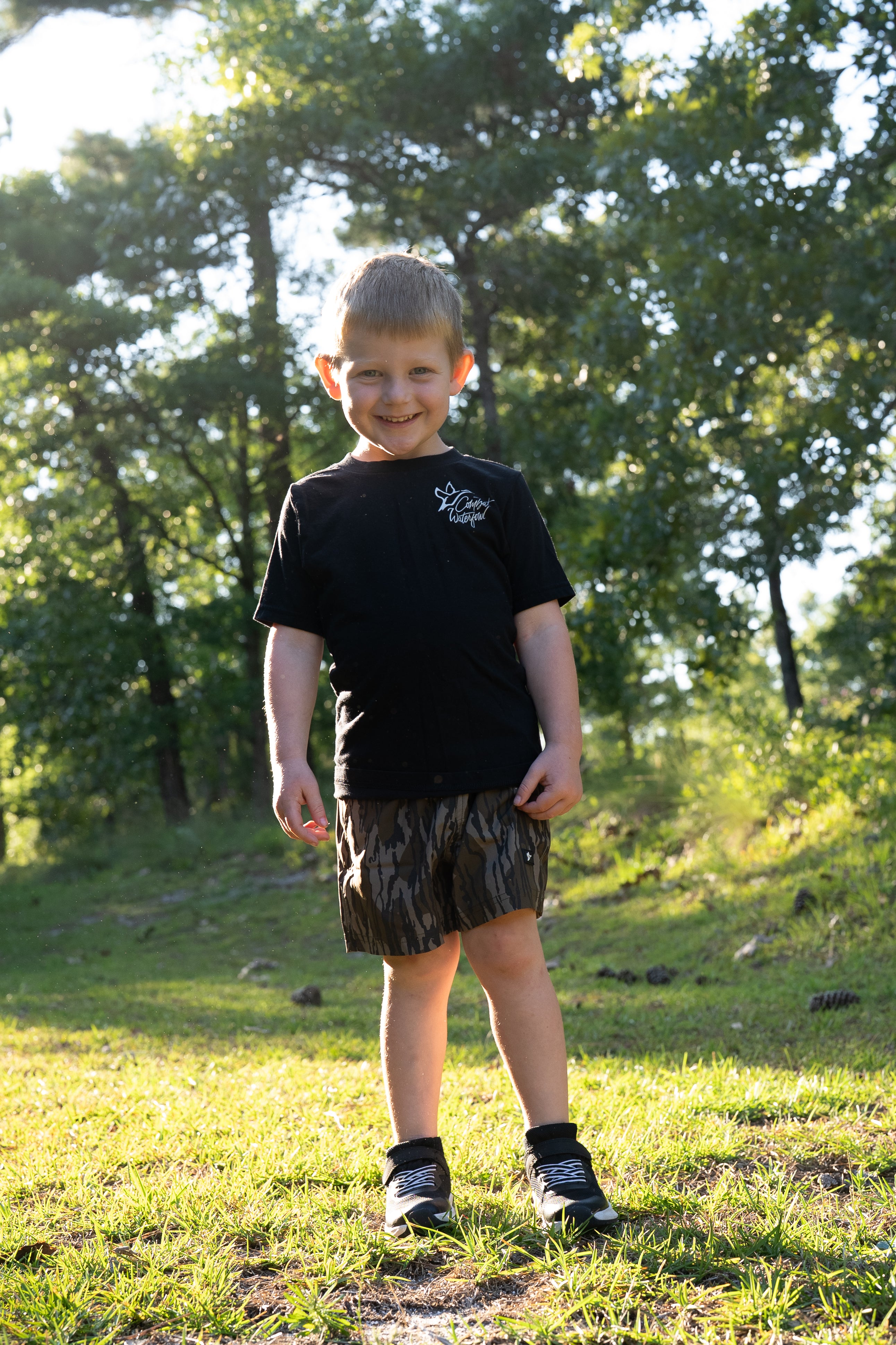 5.5" Youth Volley Short with Belt Loops | Mossy Oak Bottomland