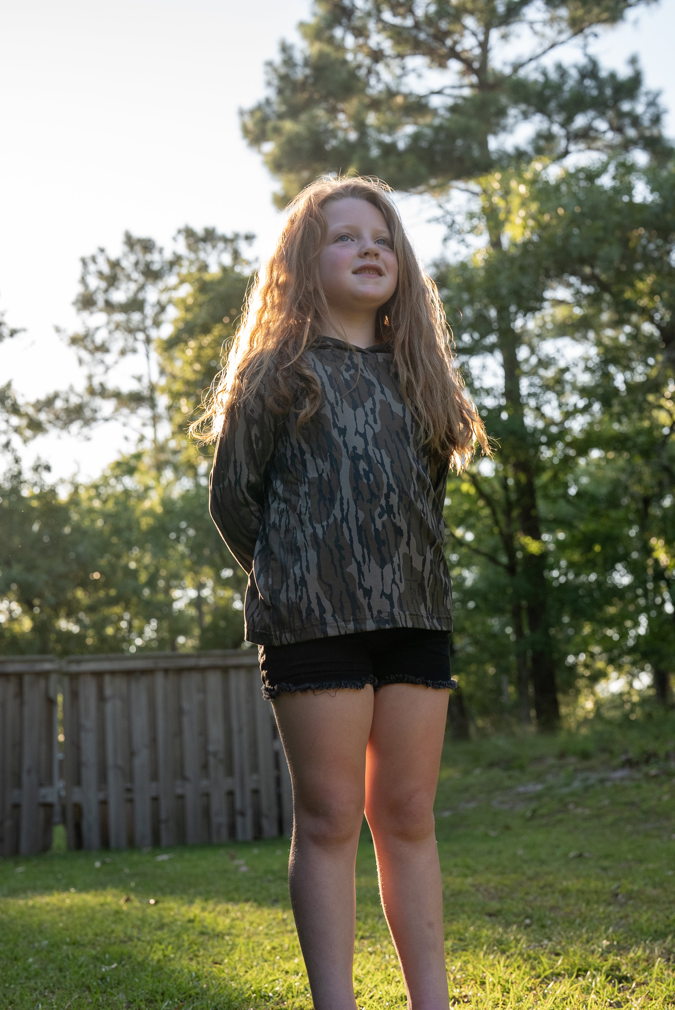 Youth Hooded Performance Shirt | Mossy Oak Bottomland Camo