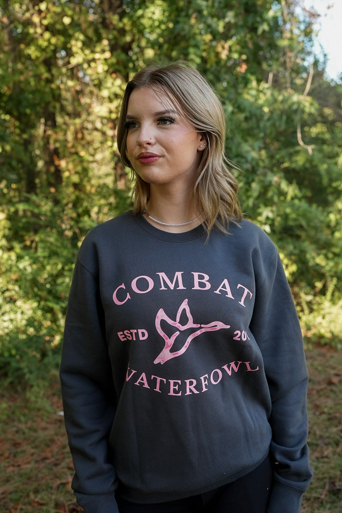 Heavyweight Crewneck | Charcoal | Pink Camo