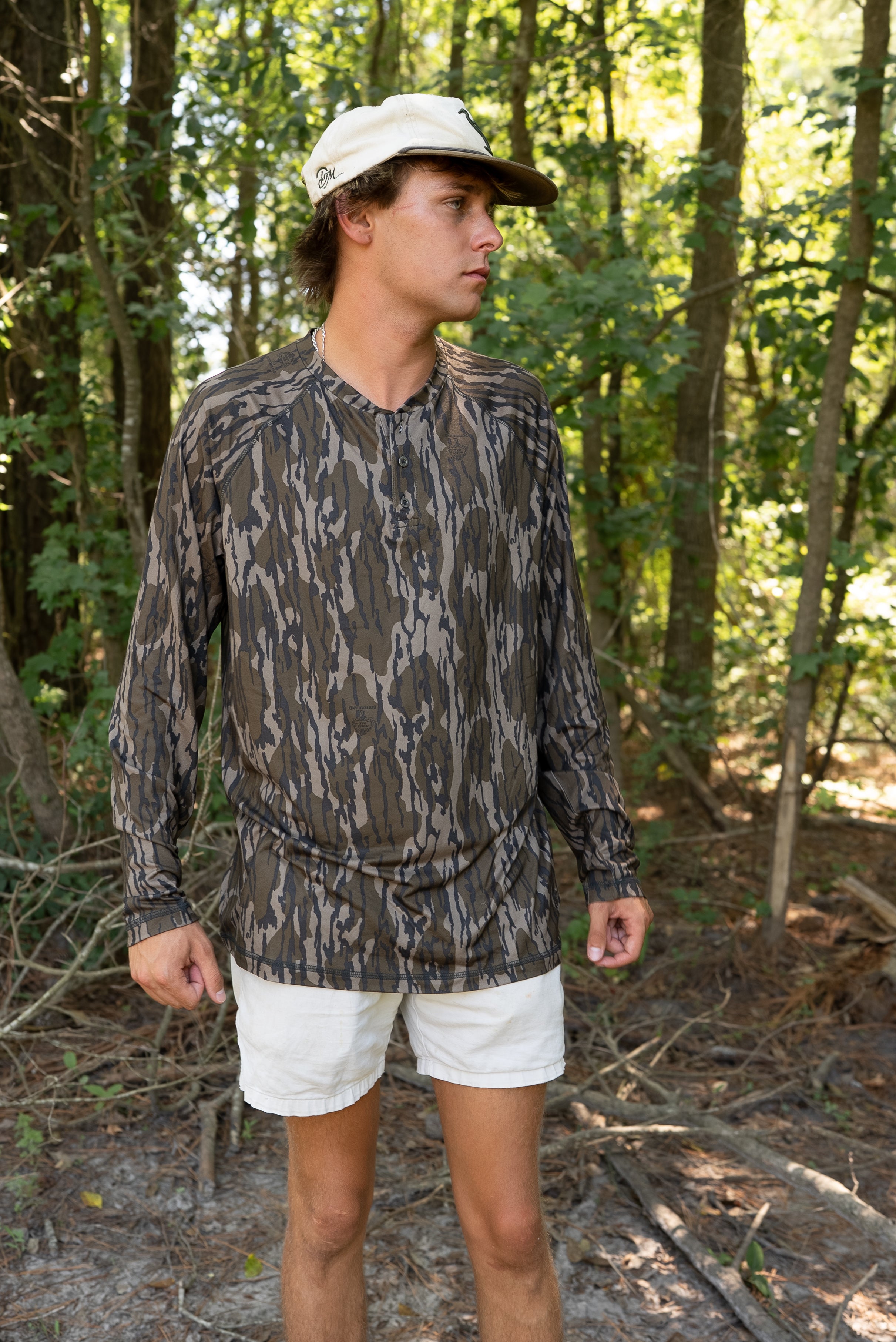 3 Button Henley | Mossy Oak Bottomland Camo