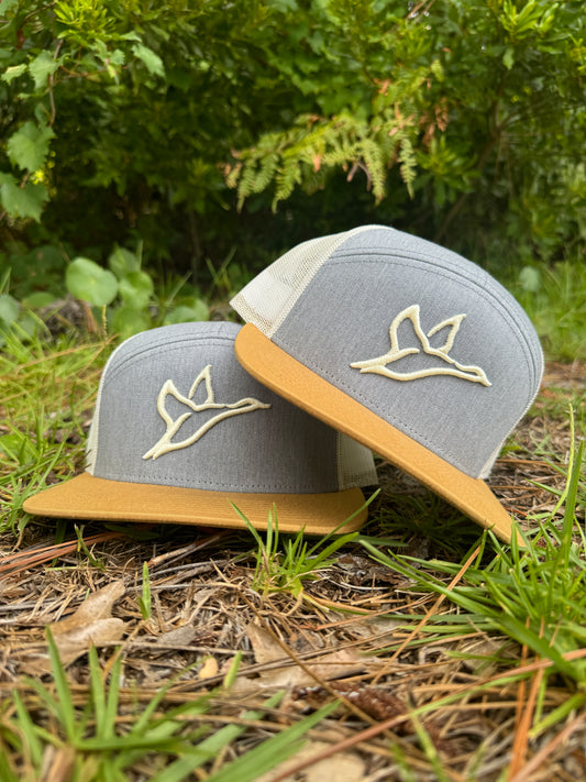 7 Panel Grey/Gold/Birch Hat