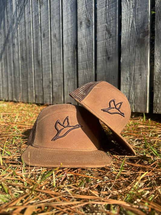 Waxed Cotton 7 Panel Hat | Brown