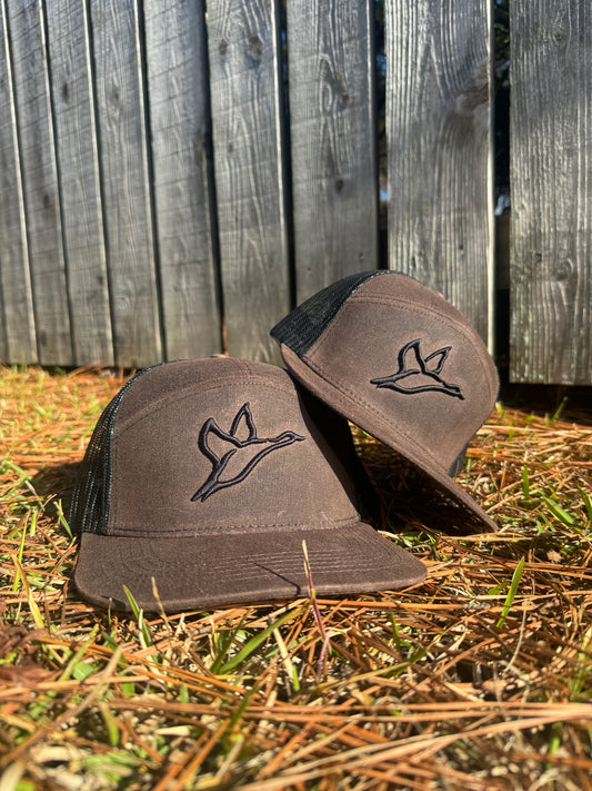 Waxed Cotton 7 Panel Hat | Chocolate