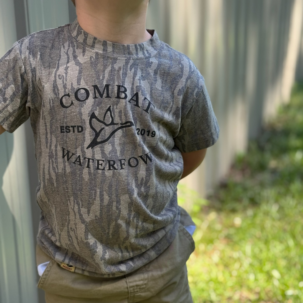 Toddler Mossy Oak Bottomland Washed Out Vintage Logo Tee-Combat Waterfowl